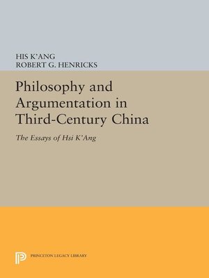 cover image of Philosophy and Argumentation in Third-Century China